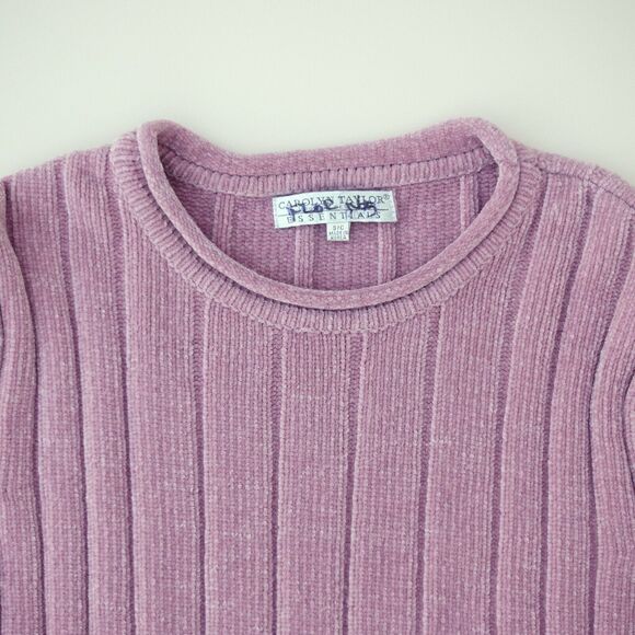 Essentials By Carolyn Taylor Sweater Women Small Light Pink Tight Knit Crew Neck - Picture 2 of 12